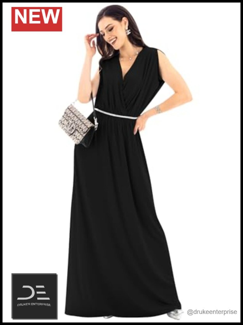 KOH KOH Womens Maternity Long Sleeve Wrap V-Neck Maxi Dress